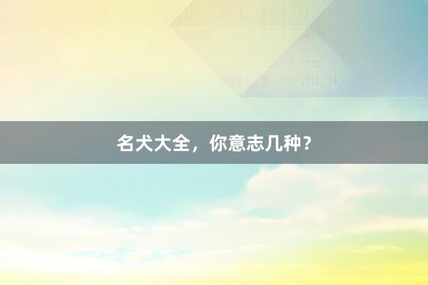 名犬大全，你意志几种？